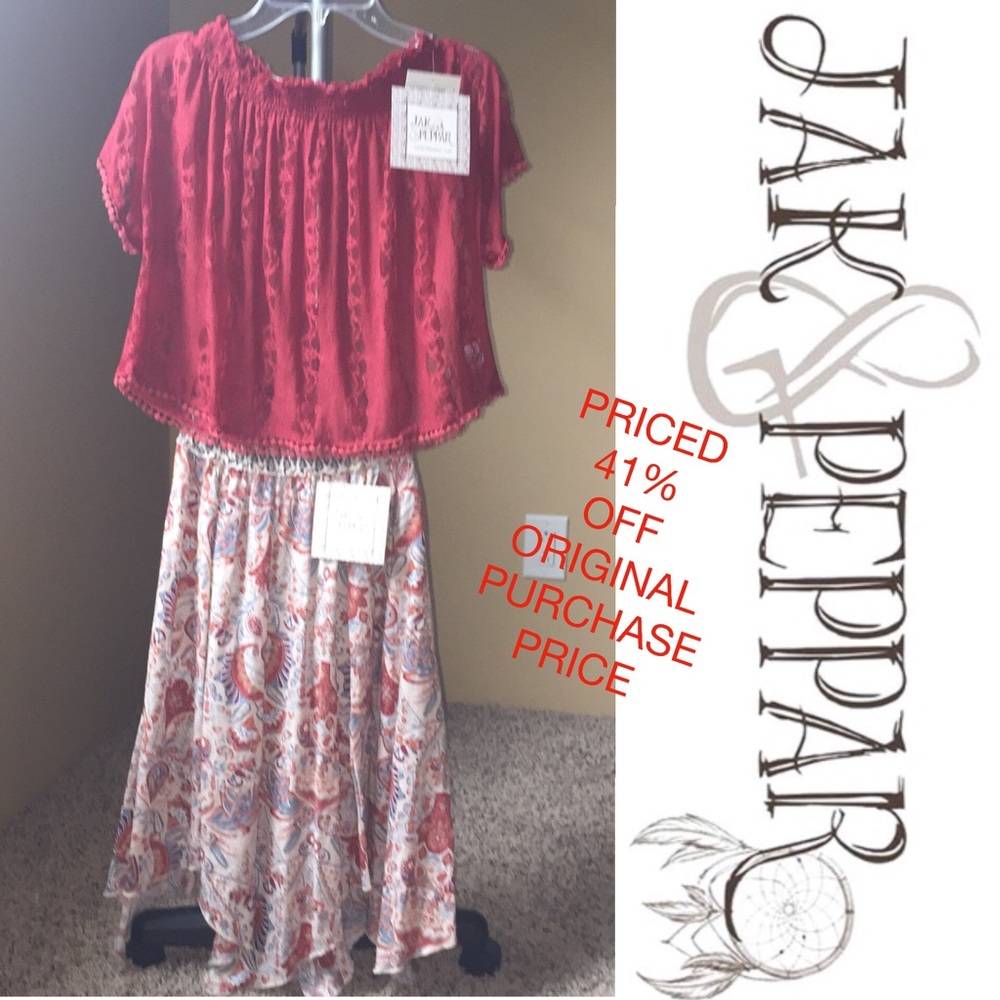 NWT JAK & PEPPAR 2 PIECE SET TOP AND SKIRT